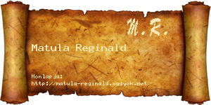 Matula Reginald névjegykártya